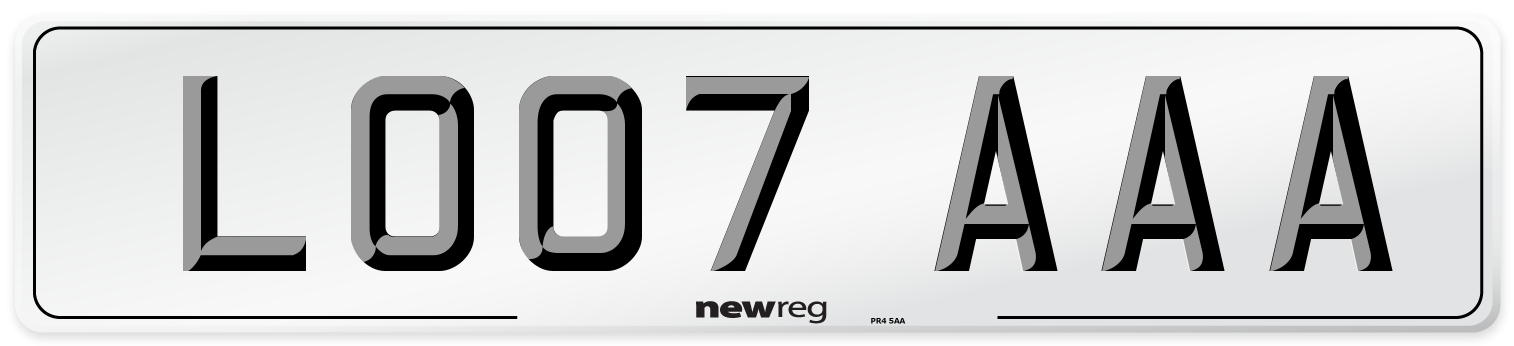 LO07 AAA Number Plate from New Reg